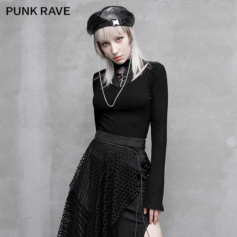 Women's Gothic Faulty Mechanical Rose Flare Sleeve T-shirts