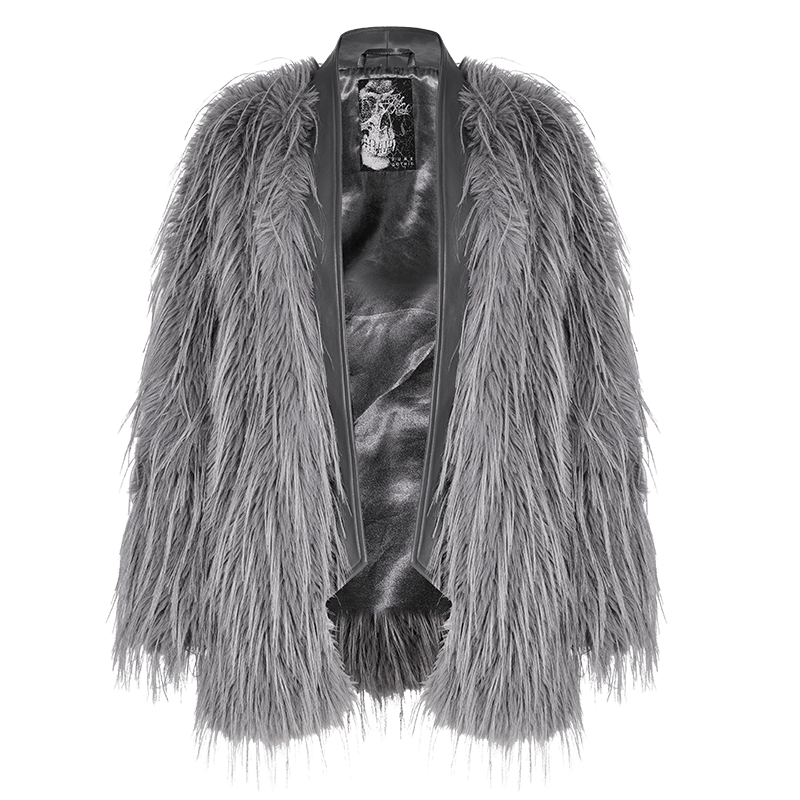 PUNK RAVE Women's Gothic Faux Fur Coat