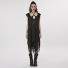 PUNK RAVE Women's Gothic Feather Tassels Dress