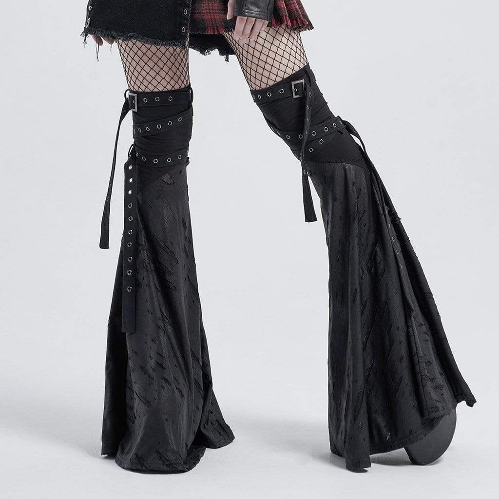 Gothic Women's Plaid Spliced Flare Skirt, Punk Rave