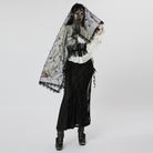 PUNK RAVE Gothic-Kopfbedeckung mit Blumenmuster für Damen