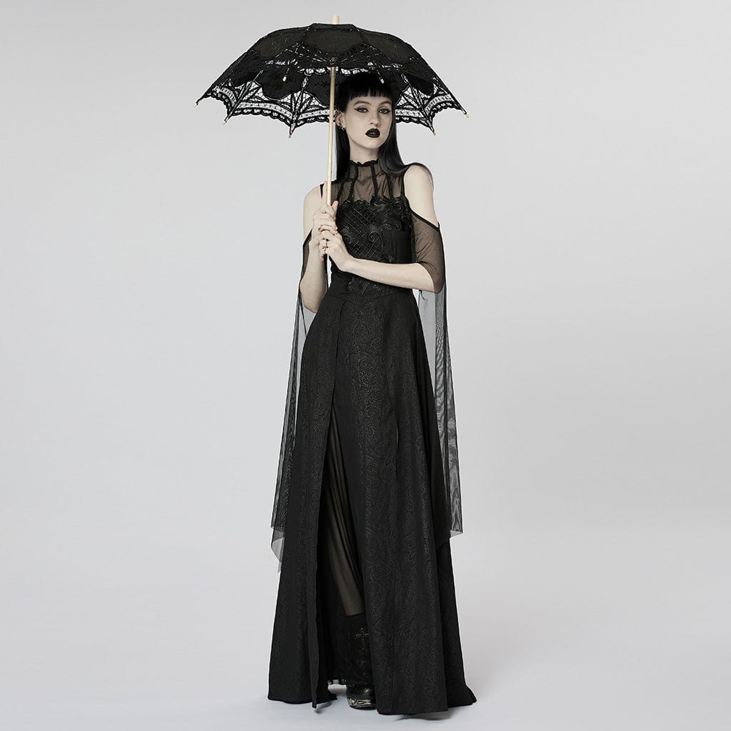 PUNK RAVE Women's Gothic Floral Lace Umbrella