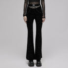 Punk Rave Women's Gothic Floral Velet Bell-bottoms with Metal Chain