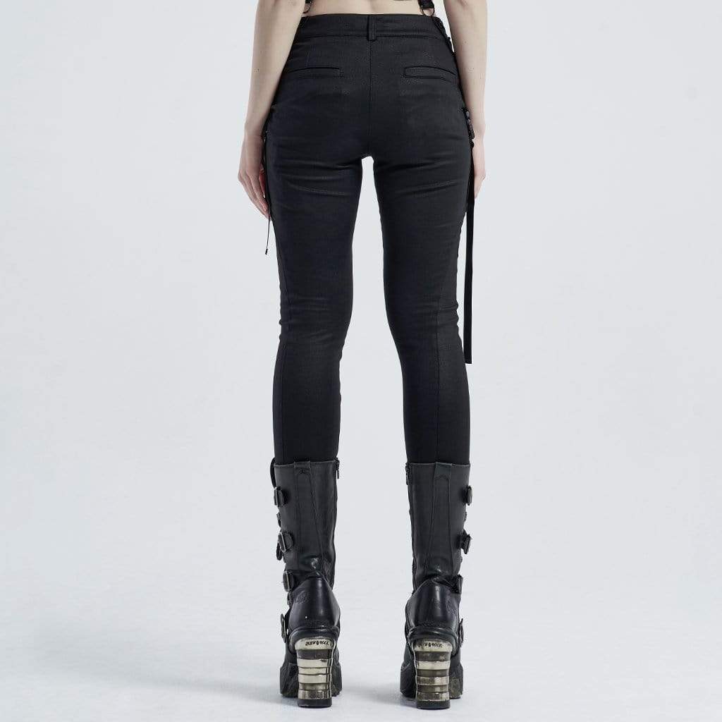 Women's Gothic Front Zip Pants With Belt