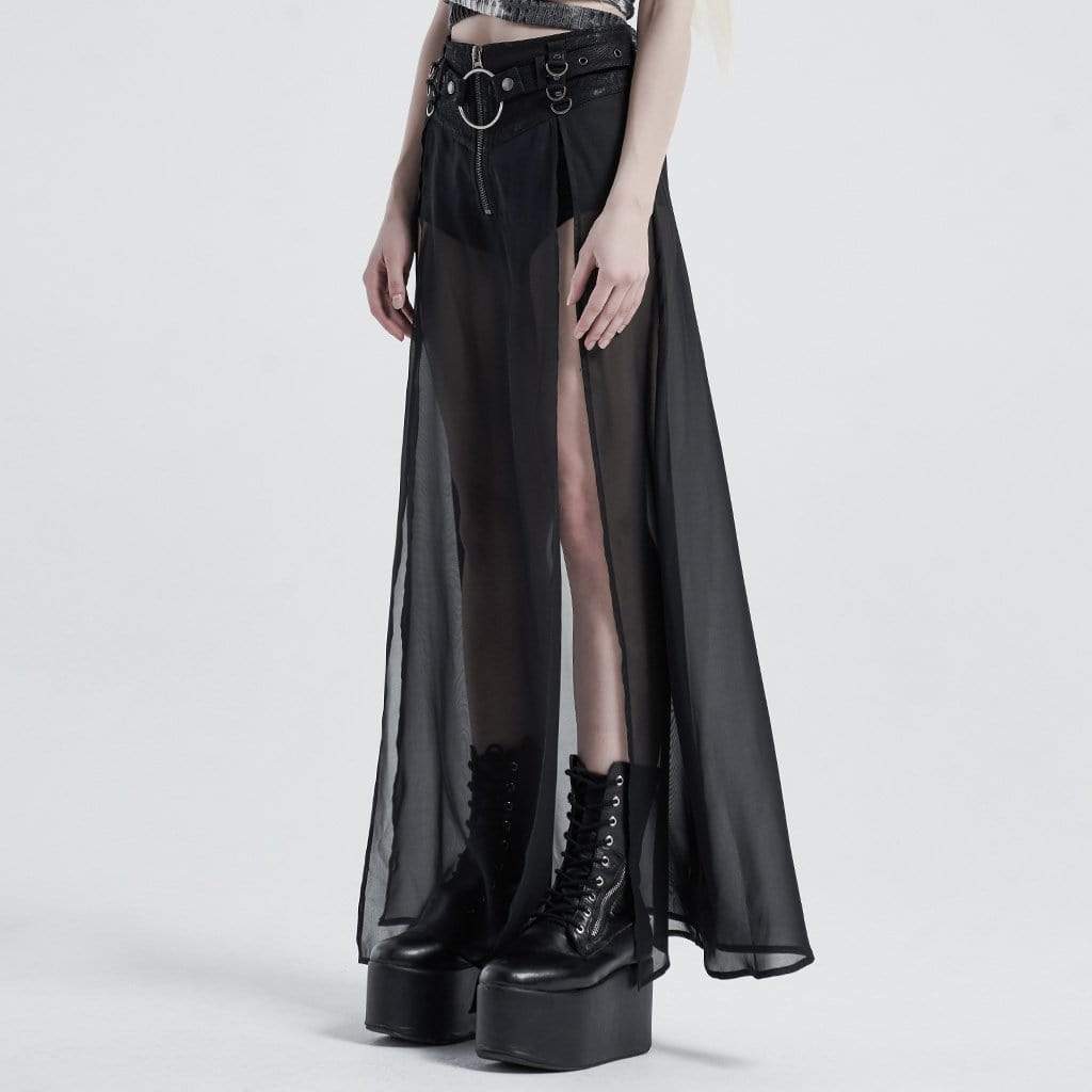 Women's Gothic Front Zip Shorts With Overskirts