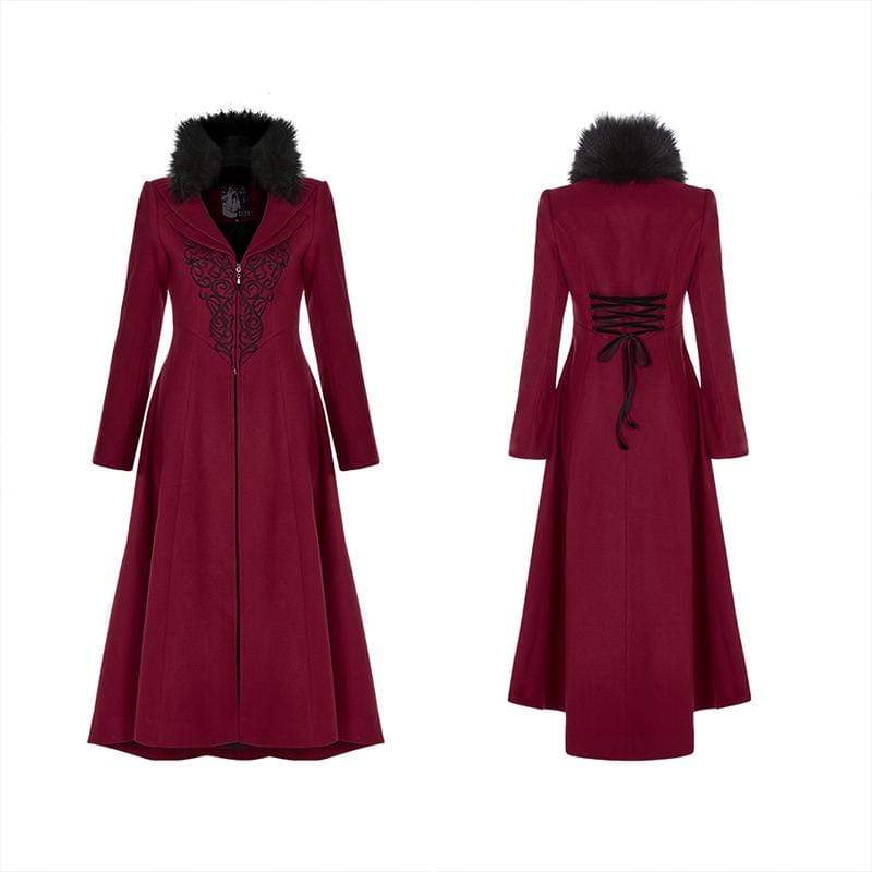 Women's Gothic Fur Collar Jacquard Coats
