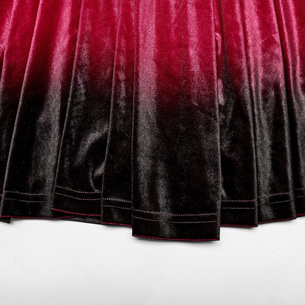 PUNK RAVE Women's Gothic Gradient Color Velvet Slip Dress