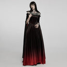PUNK RAVE Women's Gothic Gradient Off Shoulder Flare Sleeved Maxi Dress Wedding Dress