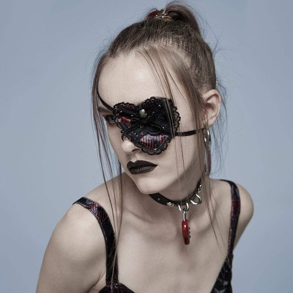 Punk Rave Women's Gothic Heart Skull Lace Mask