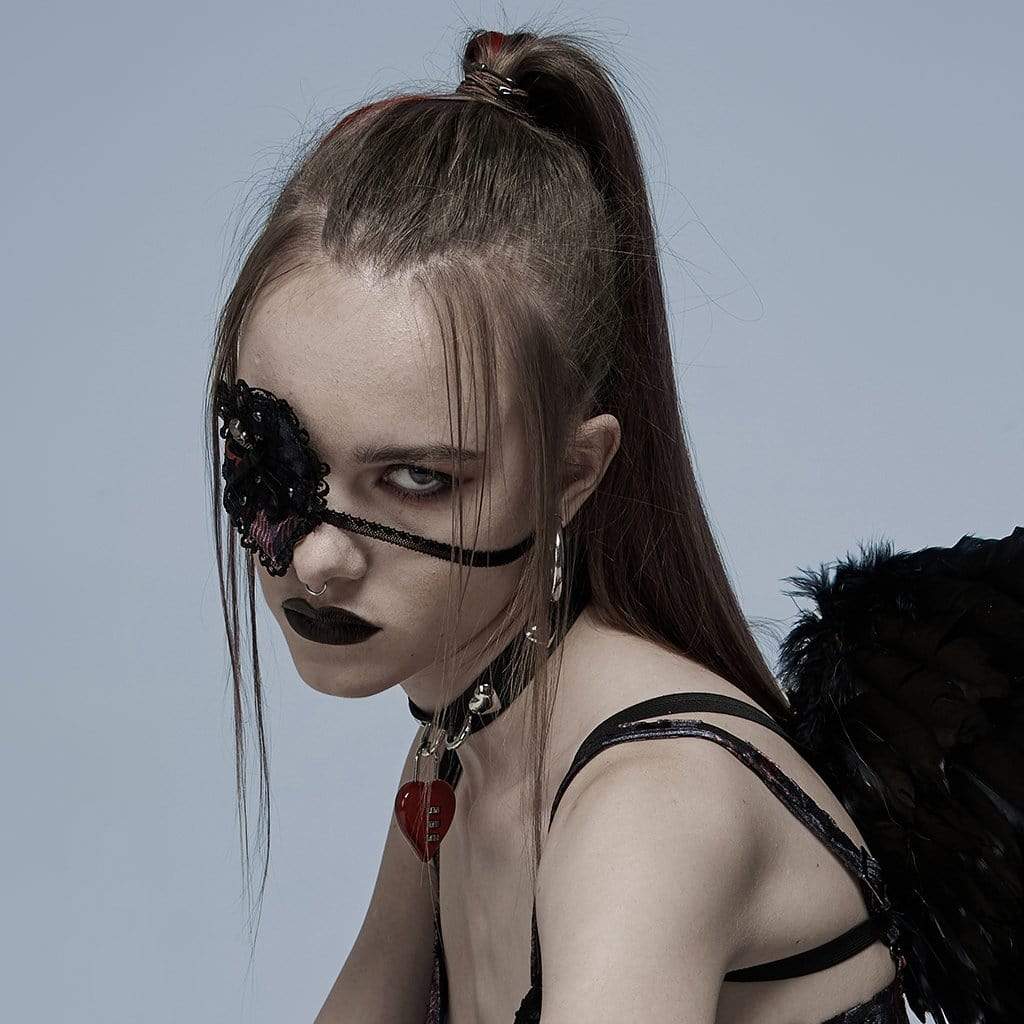 Punk Rave Women's Gothic Heart Skull Lace Mask