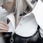 Women's Gothic High-waisted Shirt Dresses White