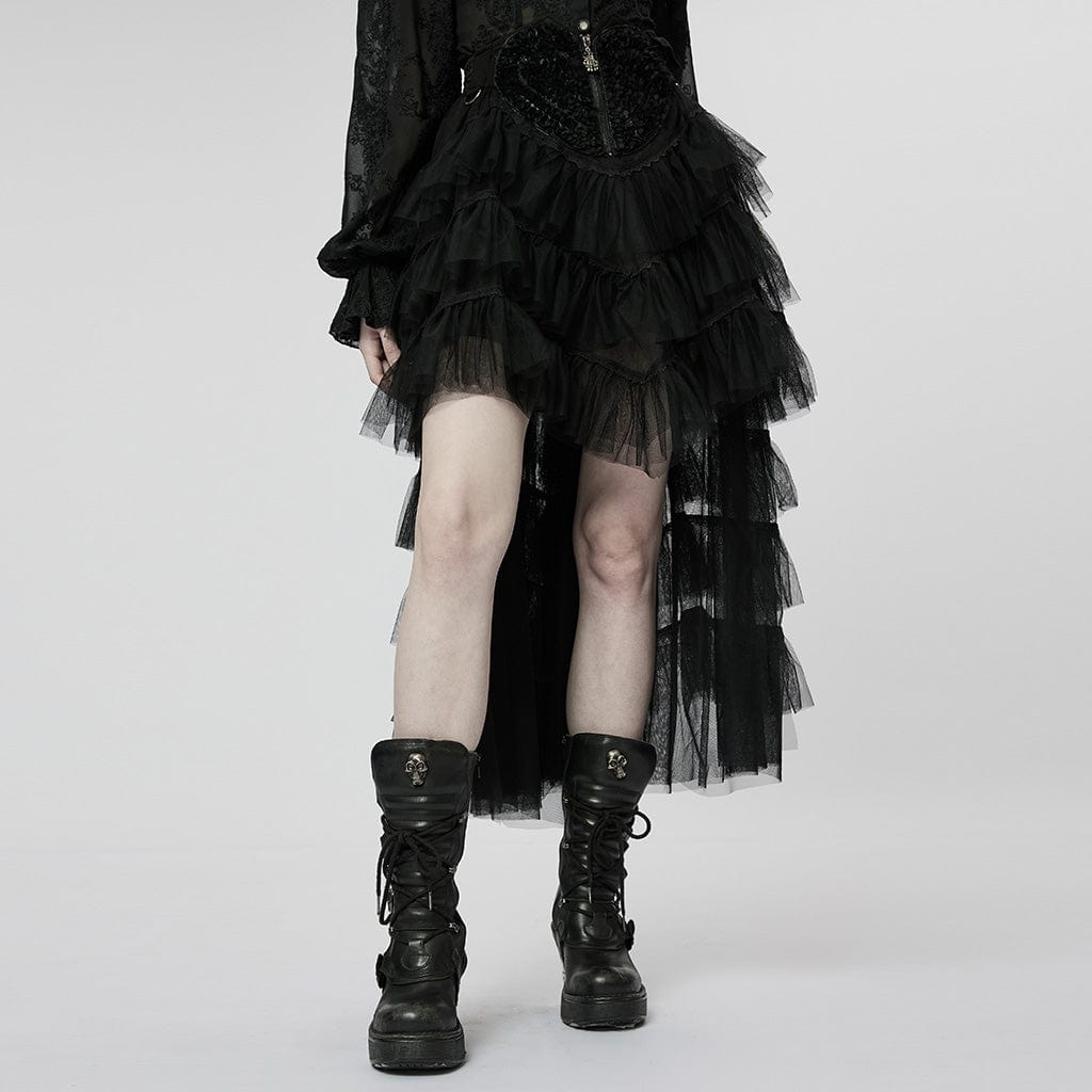 Women's Gothic Irregular Layered Mesh Skirt – Punk Design