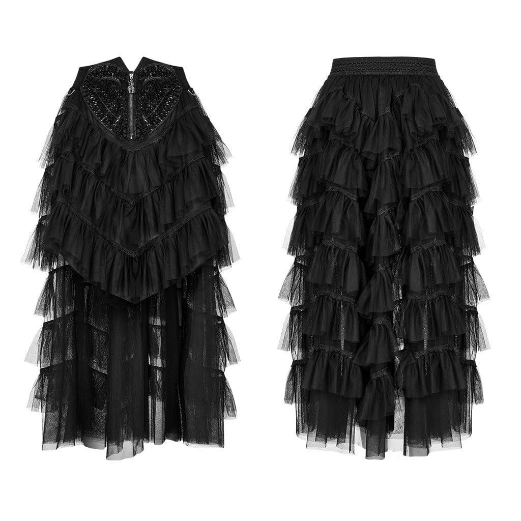 ROMWE X AFK Arena Contrast Lace Tiered Layered Mesh Skirt