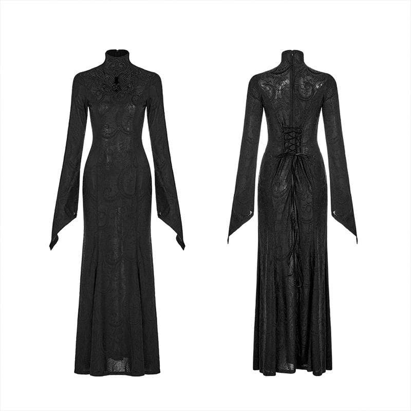 Women's Gothic Jacquard Back Zipper Dresses