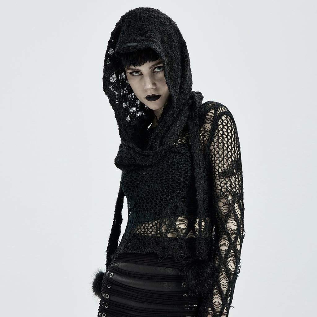 Women's Gothic Kitted Hooded Scarf