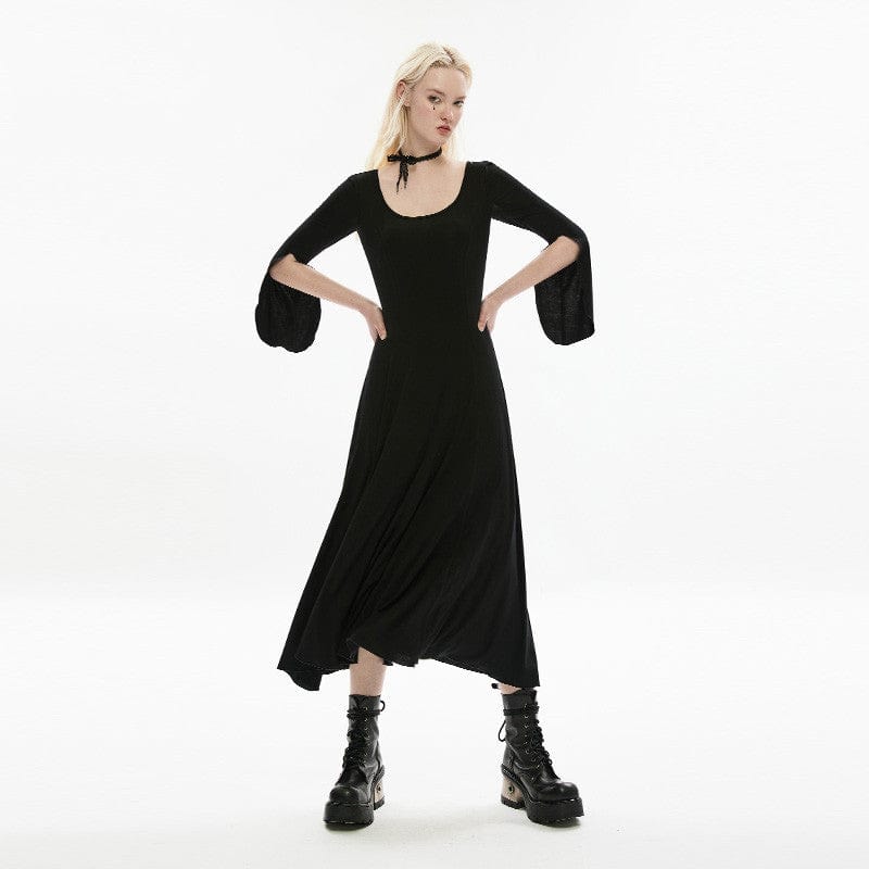 Punk Rave Women's Gothic Long Sleeved Black Little Dress