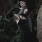 PUNK RAVE Women's Gothic Mesh Arm Sleeves with Detachable Choker