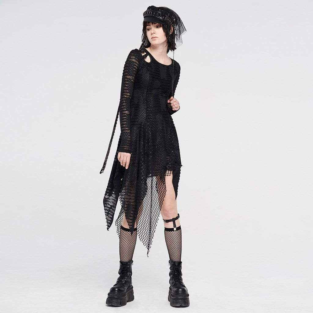 Women's Gothic Net Ripped Irregular Dresses