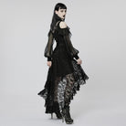 PUNK RAVE Women's Gothic Off Shoulder Irregular Lace Dress