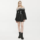 PUNK RAVE Women's Gothic Off Shoulder Lace Splice Dress