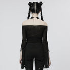 PUNK RAVE Gothic-Crop-Top für Damen mit schulterfreiem Schnitt und geteilten Ärmeln