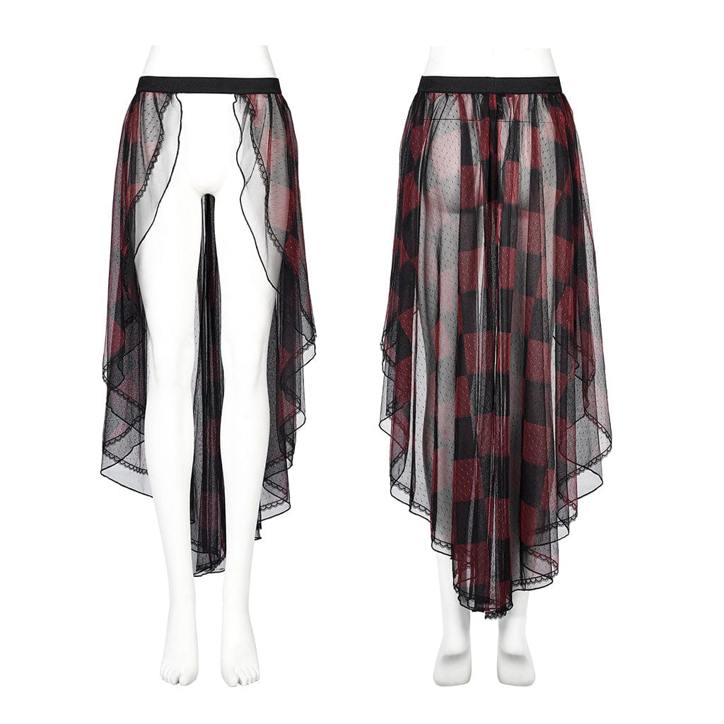 PUNK RAVE Women's Gothic Plaid Swallow Tail Overskirt