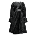 PUNK RAVE Women's Gothic Plunging Coat with Detachable Hood&Belt