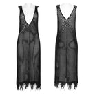 PUNK RAVE Women's Gothic Plunging Mesh Slip Dress