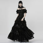 PUNK RAVE Women's Gothic Puff Sleeved Ruffles Lace Dress