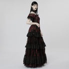 PUNK RAVE Women's Gothic Puff Sleeved Ruffles Lace Dress