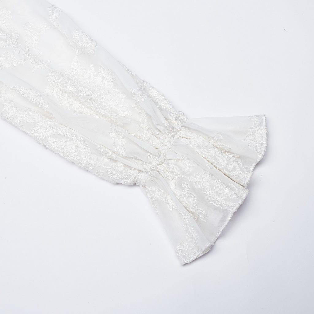 PUNK RAVE Women's Gothic Puff Sleeved Sheer Shirt