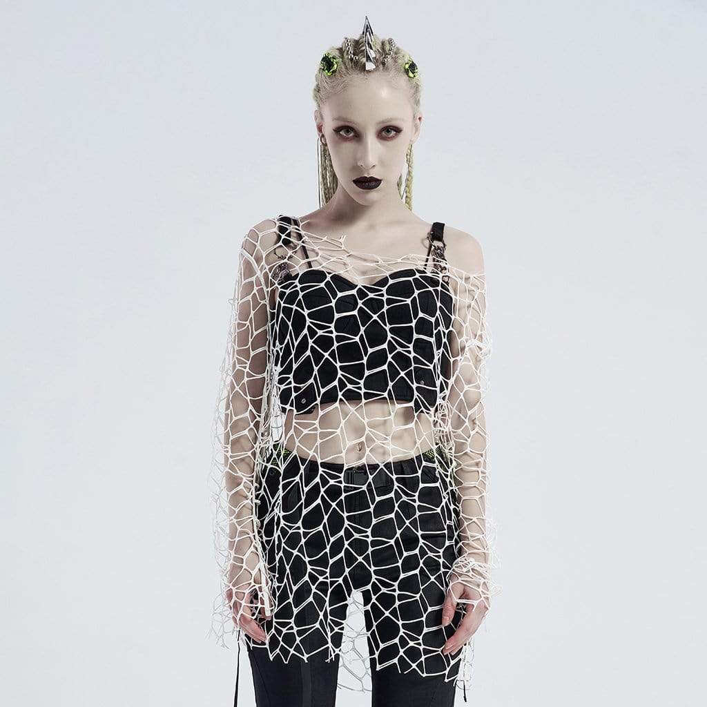 Maglioni coprispalle in rete da donna in colore puro gotico