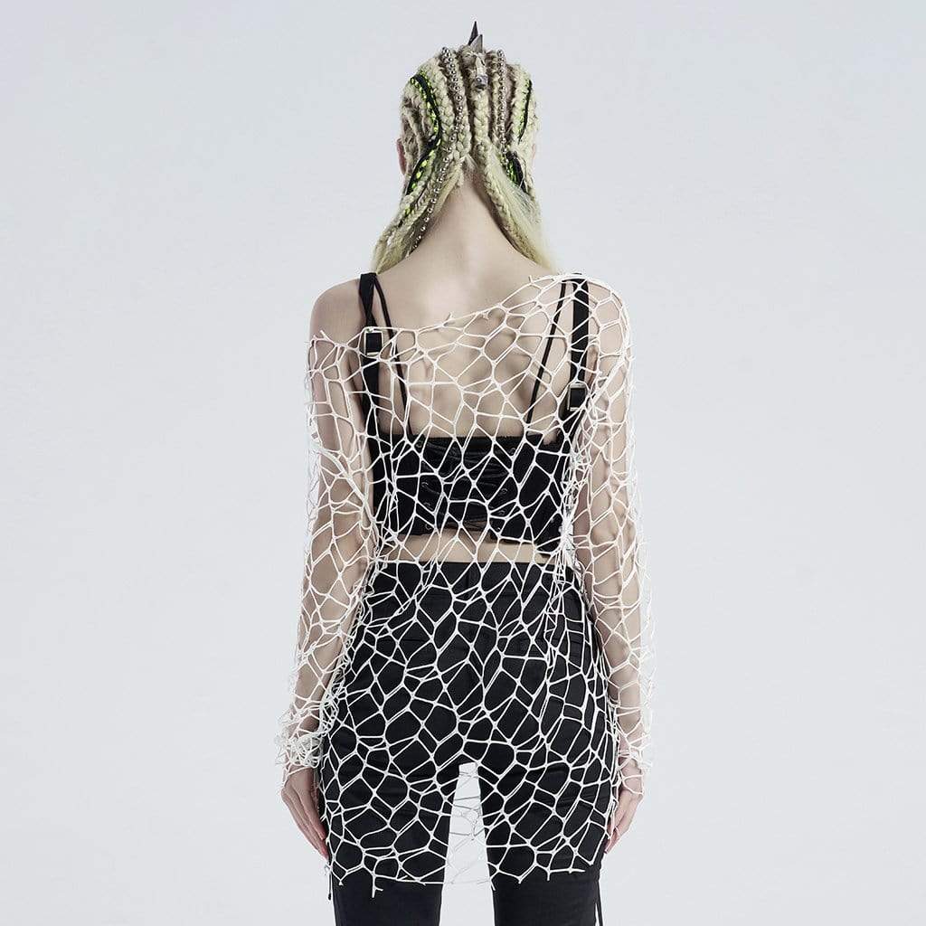 Maglioni coprispalle in rete da donna in colore puro gotico