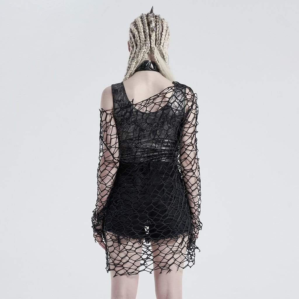 Maglioni coprispalle in rete da donna in colore puro gotico