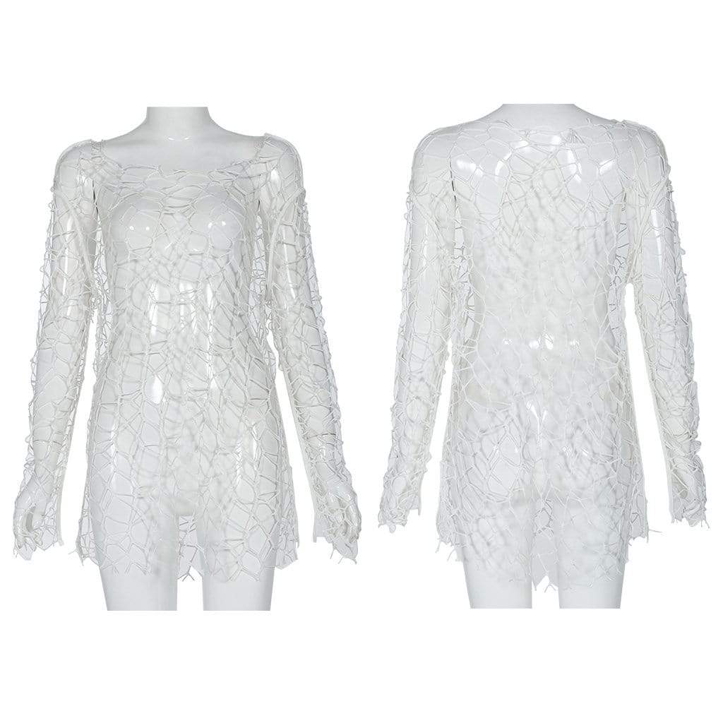 Maglioni coprispalle in rete da donna in colore puro gotico