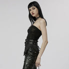 PUNK RAVE Damen Gothic Ripped Neckholder Tank Top