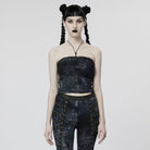 PUNK RAVE Damen Gothic Ripped Neckholder Tank Top
