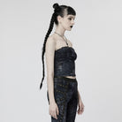 PUNK RAVE Damen Gothic Ripped Neckholder Tank Top