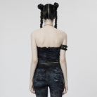 PUNK RAVE Damen Gothic Ripped Neckholder Tank Top