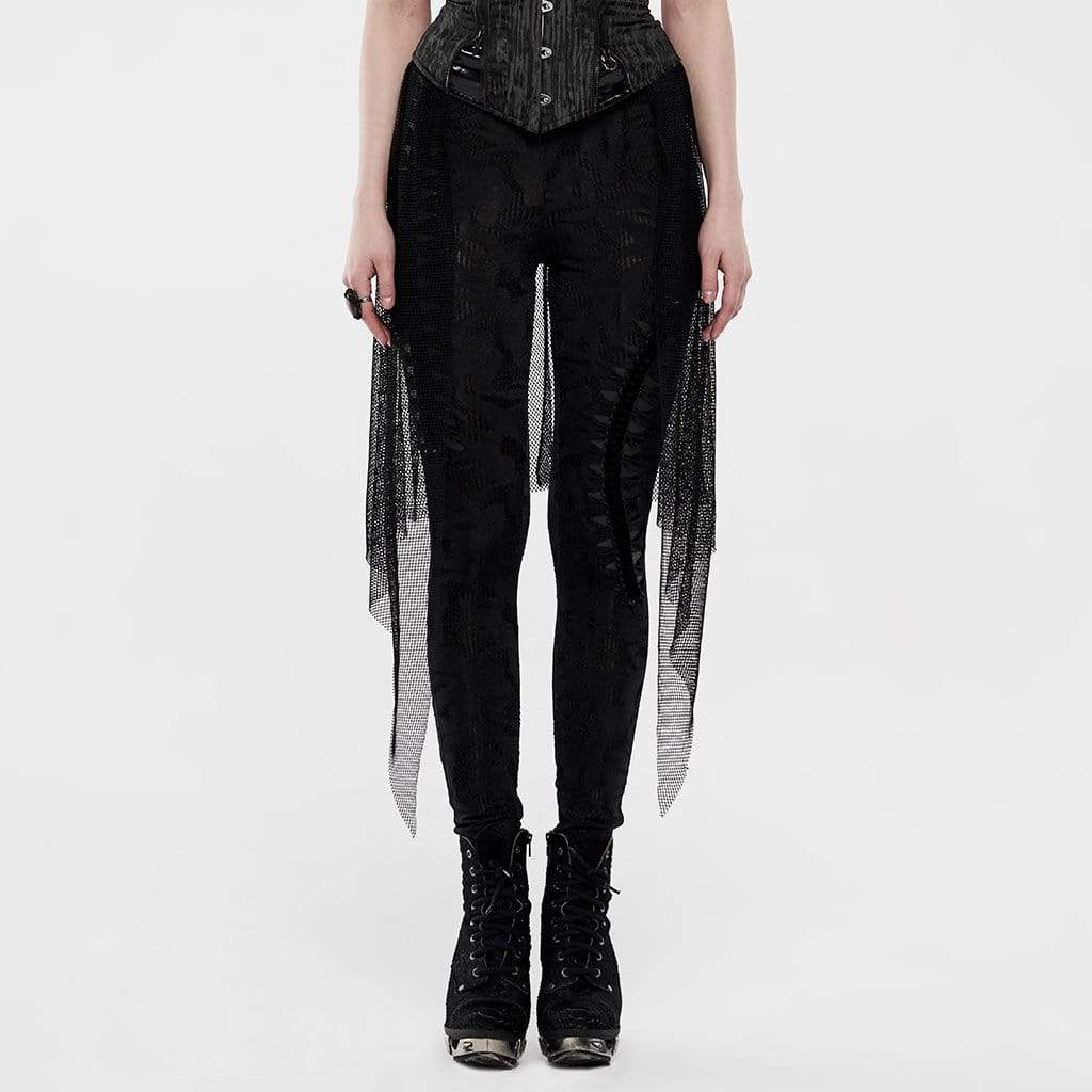 Women's Gothic Ripped Leggings With Overskirts