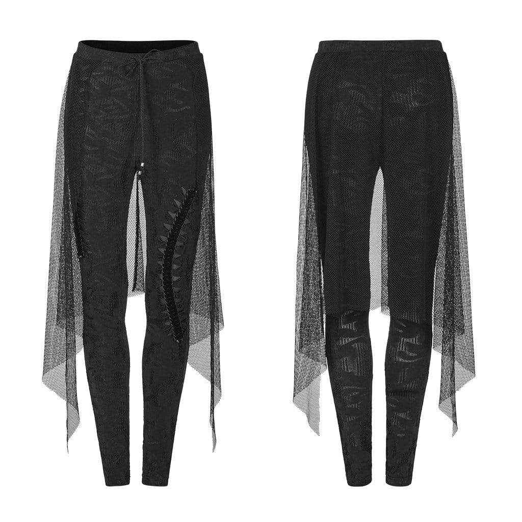 Women's Gothic Ripped Leggings With Overskirts