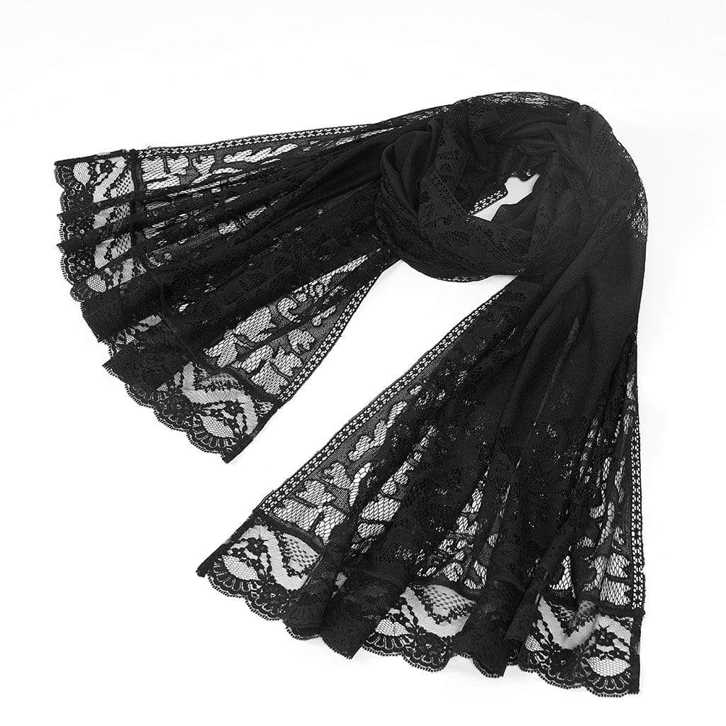 Women's Gothic Sheer Floral Lace Beach Scarf