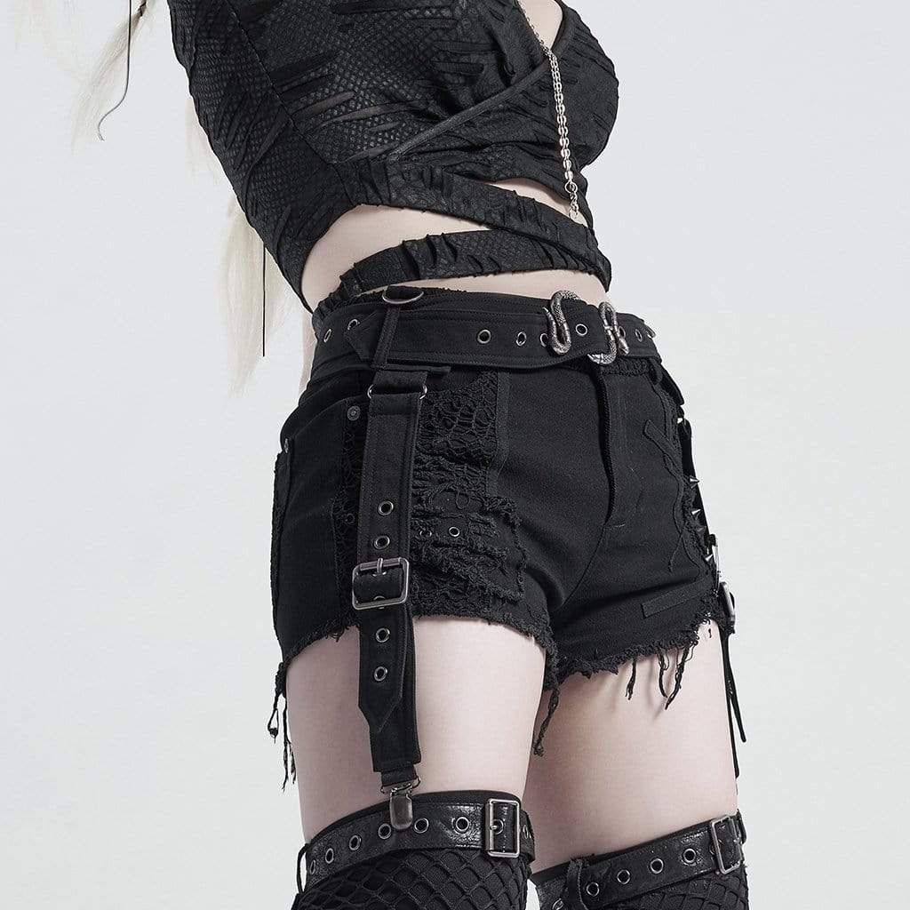 Women's Gothic Snakeskin Buckle Garter Belts
