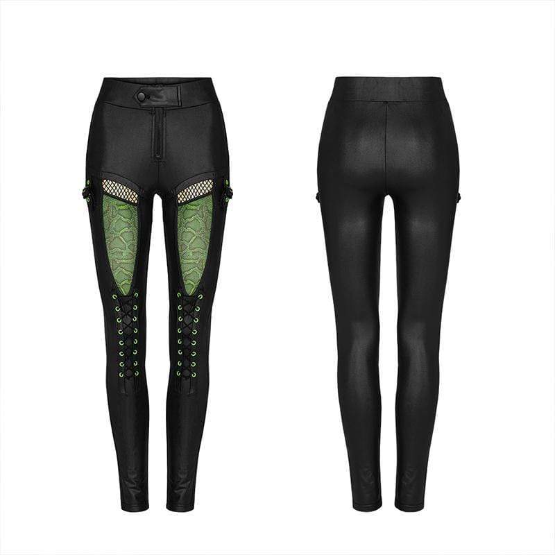 Women's Gothic Snakeskin Ripped Strappy Pants