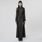 PUNK RAVE Women's Gothic Spade Embroidered Split Dress