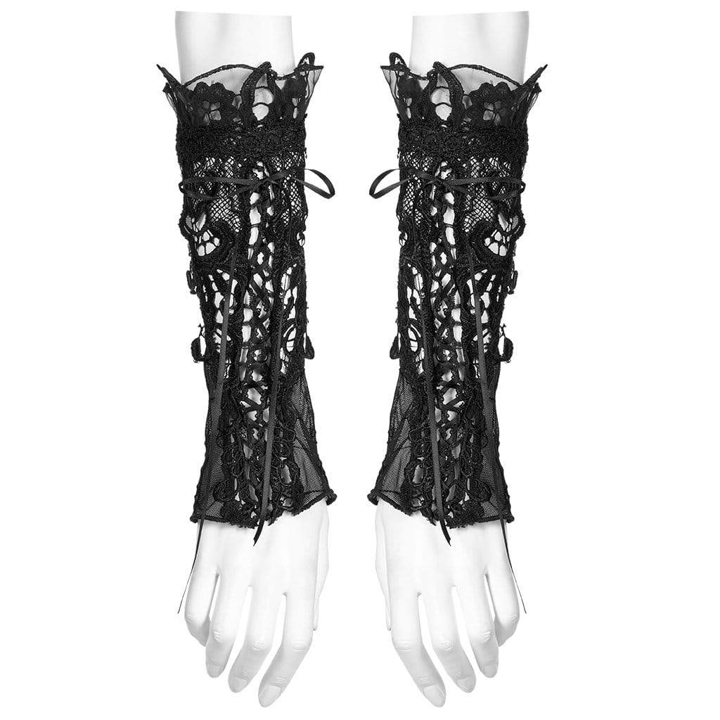 Punk Rave Women's Gothic Spider Web Lace Gloves