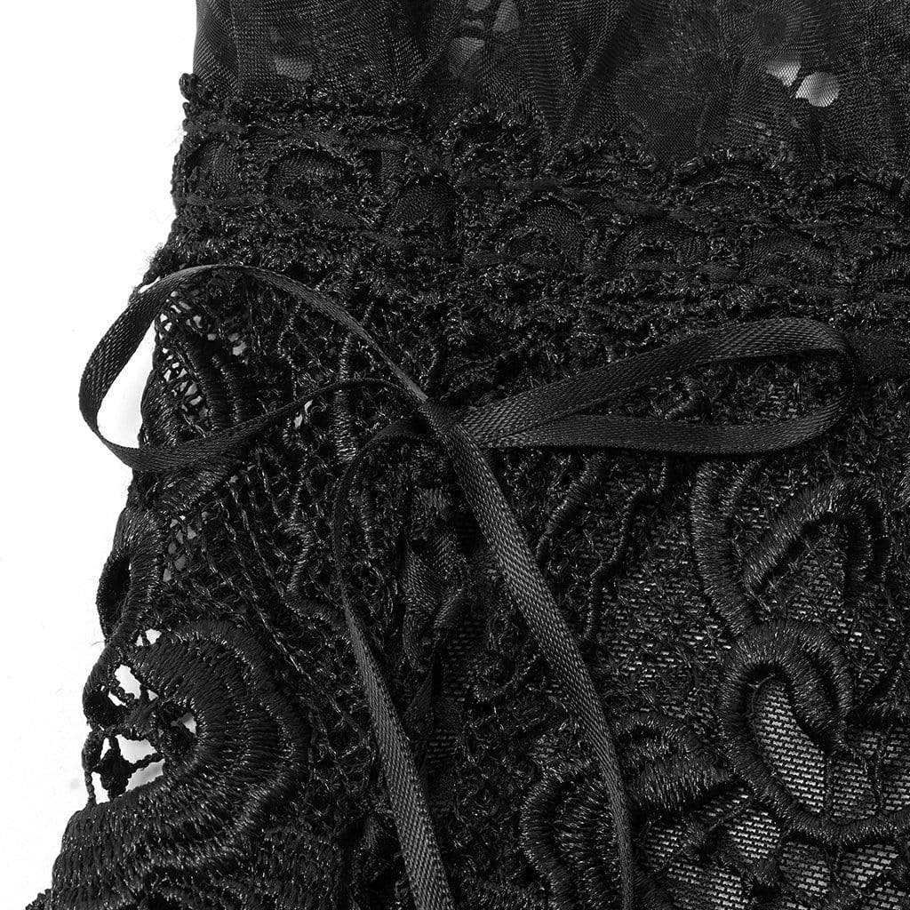Punk Rave Women's Gothic Spider Web Lace Gloves