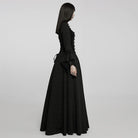 PUNK RAVE Women's Gothic Square Collar Flare Sleeved Lace Maxi Dress Wedding Dress