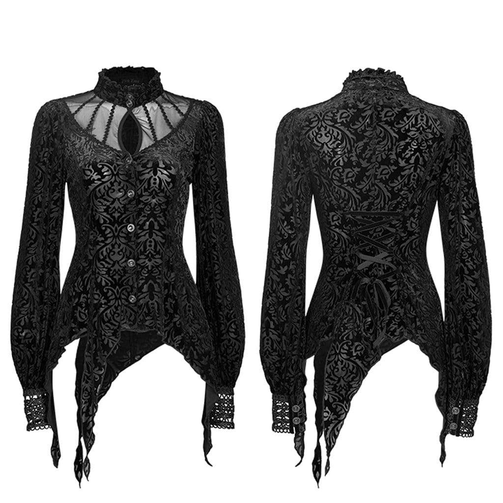 Women's Gothic Stand Collar Floral Shirts
