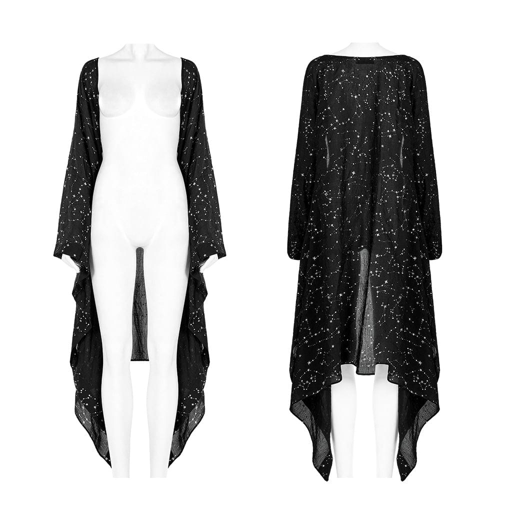 PUNK RAVE Women's Gothic Star Cutout Irregular Coat